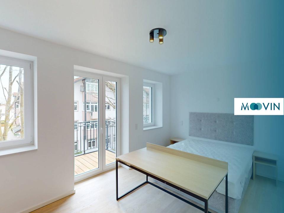 Entdecken Sie Ihren Zufluchtsort von der Großstadt: Möbliertes 1-Zimmer-Apartment mit EBK und BALKON vor dem Toren Münchens