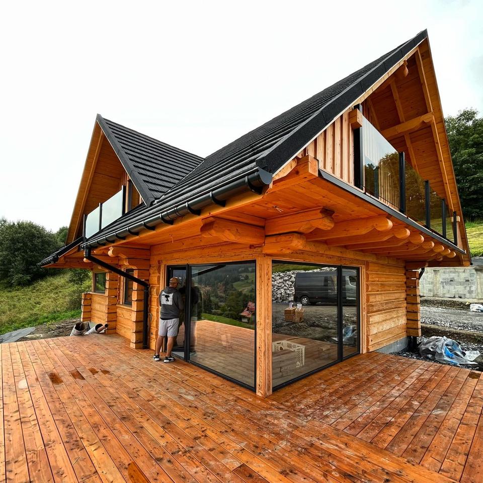 NEU Blockhaus 116m2 EG+DG Holzhaus Ferienhaus für Alpenregion